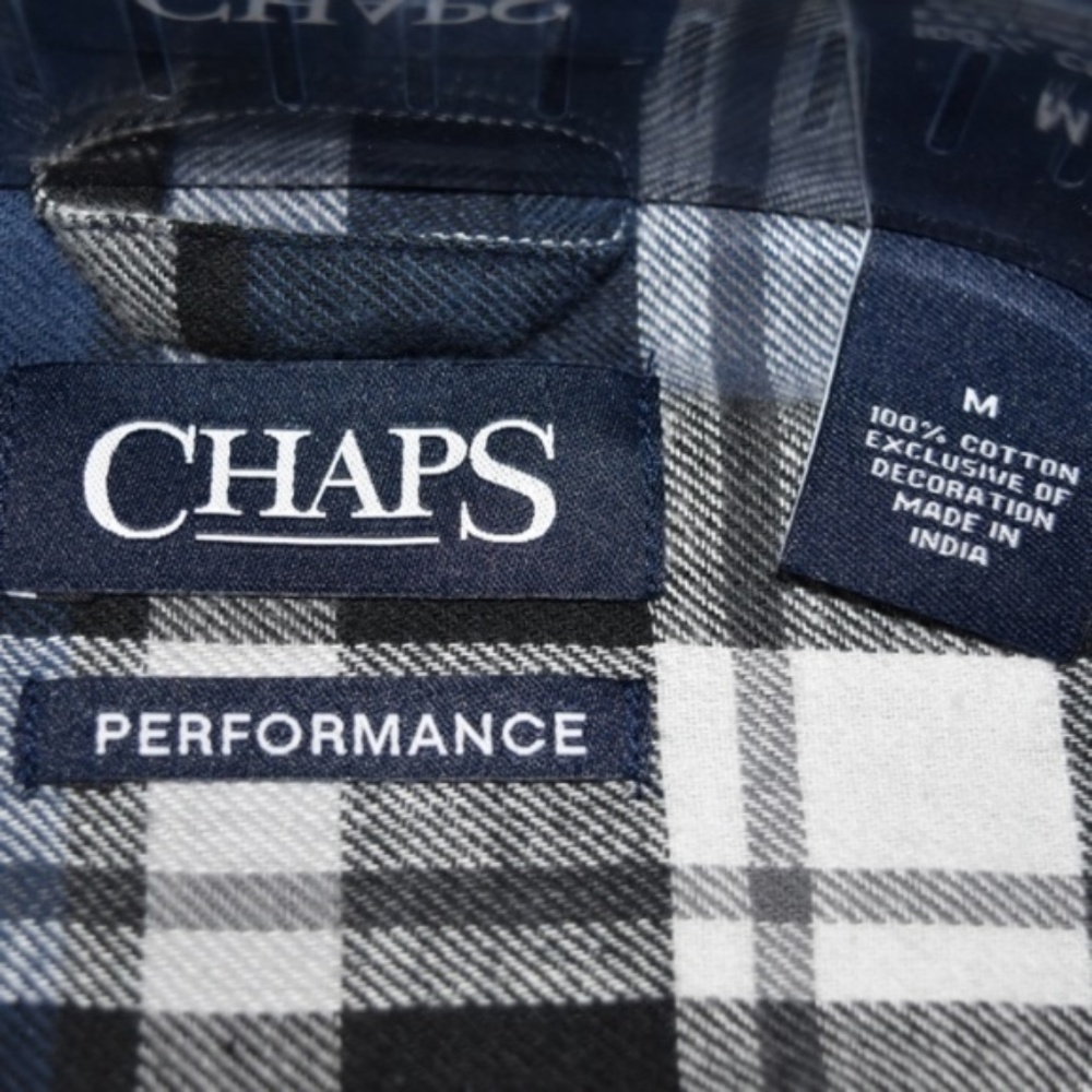 NWT CHAPS Blue Plaid Flannel Button Down - Picture 2 of 7